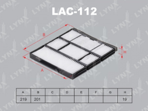 картинка Фильтр салонный LAC-112/MC-2012  (88508-12010/88508-12020)  LYNX от интернет-магазина "АВТОИМПЕРИЯ", 4905601013526