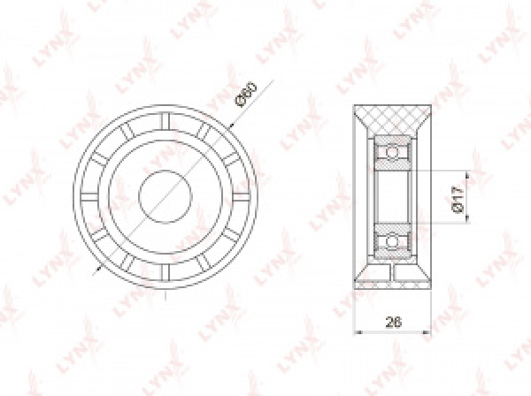 картинка Ролик  11925-00Q0M/2488-LOG/PB-7027  LYNX от интернет-магазина "АВТОИМПЕРИЯ", 4905601074442