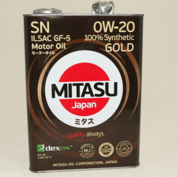 картинка Масло моторное MITASU GOLD 0W-20 SN  синтет.бензин 4л.MJ102 от интернет-магазина "АВТОИМПЕРИЯ", 4571318341803