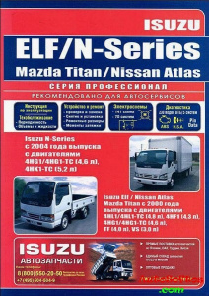 картинка Isuzu ELF, N-Series / Mazda Titan / Nissan Atlas. Модели 2WD&4WD. с 2000г.-2004г.    от интернет-магазина "АВТОИМПЕРИЯ", 9785888504239