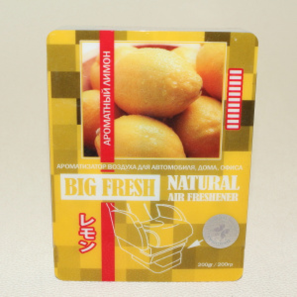 картинка Ароматизатор воздуха гель "BIG FRESH" под сиденье Ароматный лимон 200г. от интернет-магазина "АВТОИМПЕРИЯ", 4974365620820
