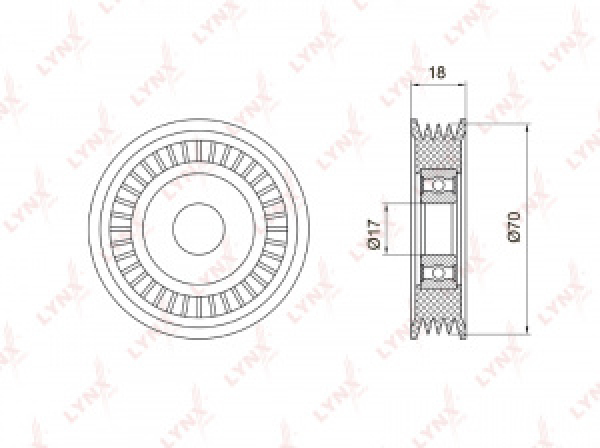 картинка Ролик 73131-AC000/73131-FC000/70SRPV0302DDUL1/0887-B13  SUBARU EJ15 2000-2007 LYNX от интернет-магазина "АВТОИМПЕРИЯ", 4905601075586