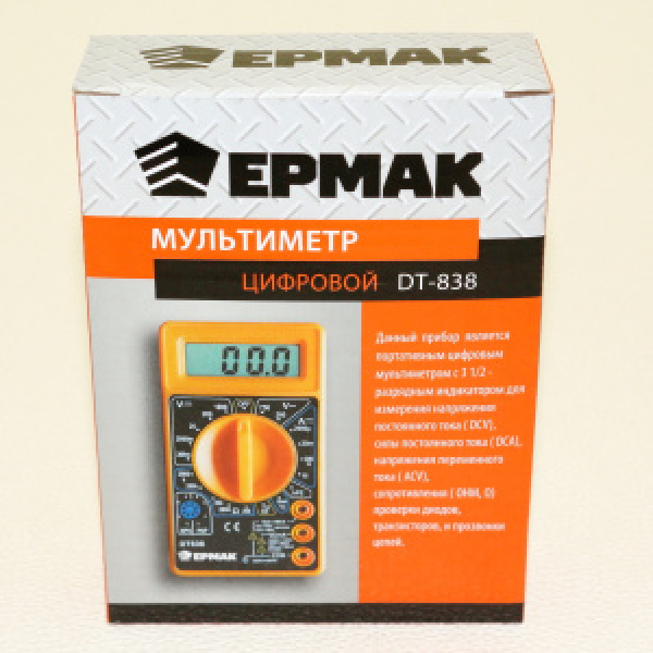 картинка Мультиметр цифровой DT-838  "Ермак"  от интернет-магазина "АВТОИМПЕРИЯ", 4680259219994