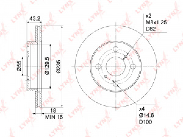 картинка Тормозной диск  BN-1153/43512-52010  LYNX от интернет-магазина "АВТОИМПЕРИЯ", 